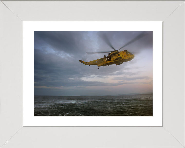 RAF (SAR) Sea King Helicopter Piloted by Prince William Photo Print - Royal Air Force Aircraft Posters, Prints, & Visual Artwork Hampshire Prints 10 x 8 White Frame Yes