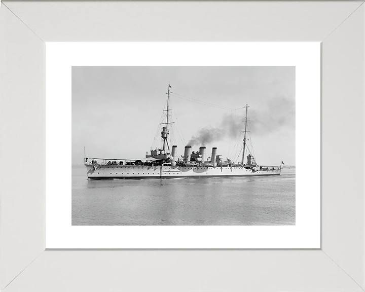 HMS Chatham (1911) Royal Navy Town Class light Cruiser Port Side View Photo Print Wall Art Decor Posters, Prints, & Visual Artwork Hampshire Prints 10 x 8 White Frame Yes