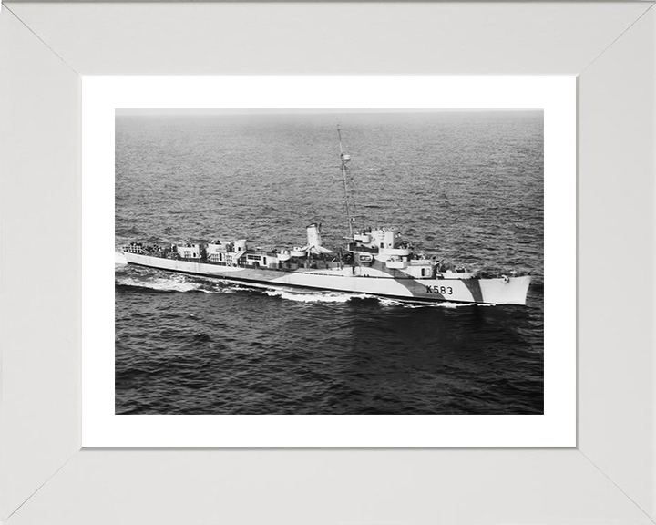 HMS Hotham (K583) Photo Print - At Sea 1944 - Royal Navy Captain Class Frigate Hampshire Prints 10 x 8 White Frame Yes