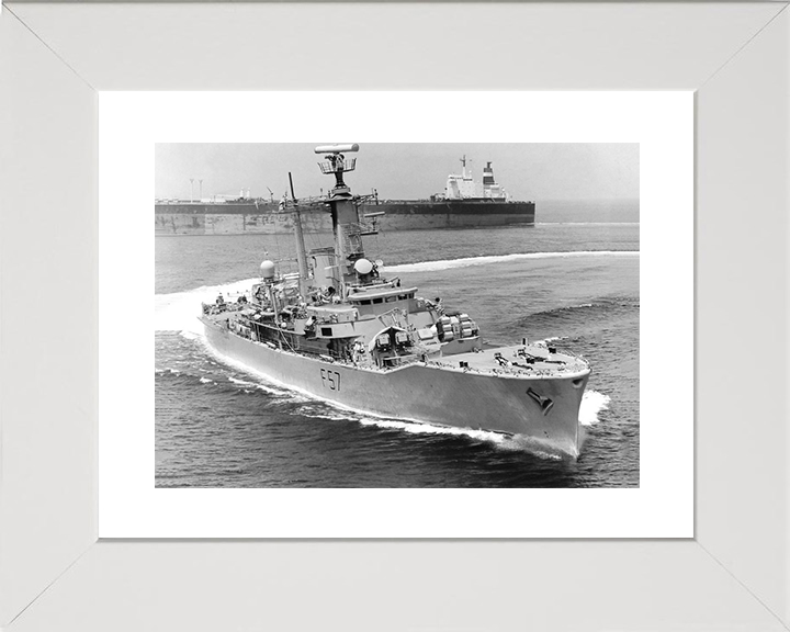 HMS Andromeda (F57) Royal Navy Leander Class Frigate Hard Turn to Port Photo Print Wall Art Decor Posters, Prints, & Visual Artwork Hampshire Prints 10 x 8 White Frame Yes