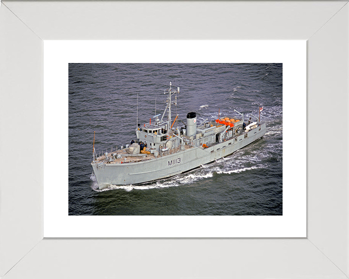 HMS Brereton (M1113) Royal Navy Ton Class Minesweeper High Port Bow View Photo Print Wall Art Decor Posters, Prints, & Visual Artwork Hampshire Prints 10 x 8 White Frame Yes