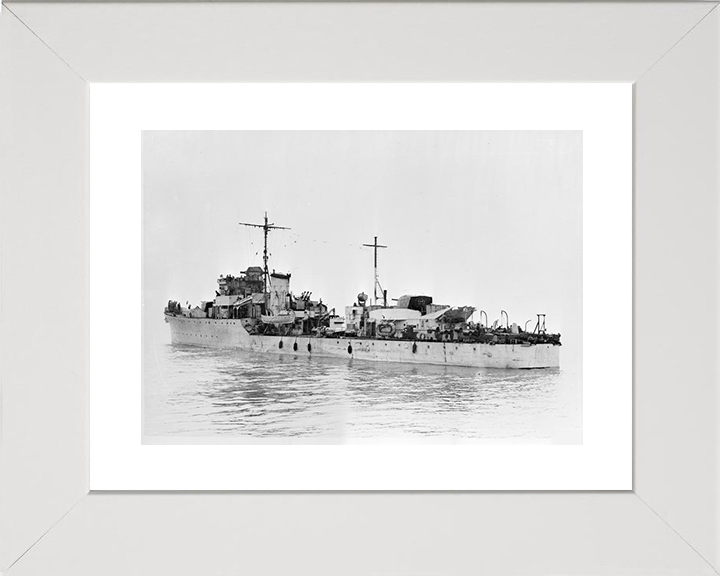 HMS Albrighton (L12) Royal Navy Hunt Class Destroyer Port Side View Photo Print Wall Art Naval Decor Posters, Prints, & Visual Artwork Hampshire Prints 10 x 8 White Frame Yes