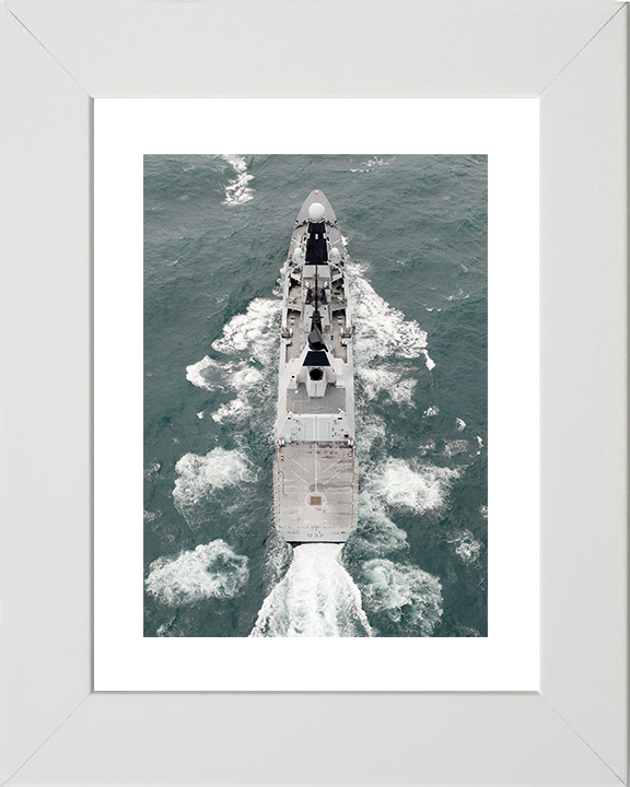 HMS Daring (D32) Royal Navy Type 45 Destroyer High Stern View Photo Print Wall Art Decor Posters, Prints, & Visual Artwork Hampshire Prints 10 x 8 White Frame Yes