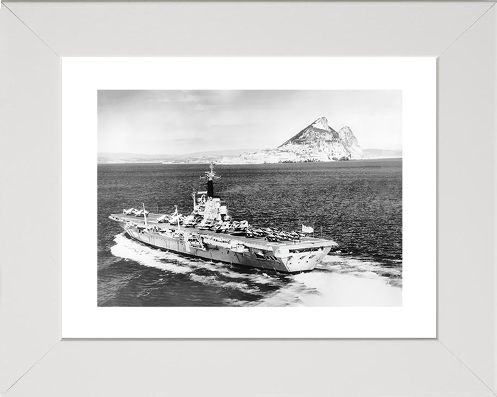 HMS Centaur (R06) Royal Navy Centaur Class Carrier Port Quarter View Photo Print Wall Art Decor Posters, Prints, & Visual Artwork Hampshire Prints 10 x 8 White Frame Yes