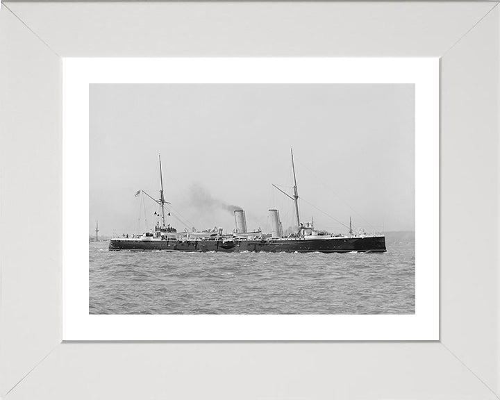 HMS Magicienne (1890) Photo Print - Starboard View - Royal Navy Marathon Class Cruiser Hampshire Prints 10 x 8 White Frame Yes