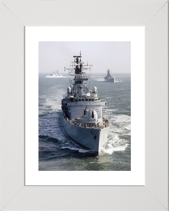 HMS Birmingham (D86) Royal Navy Type 42 Destroyer Bow View Photo Print Wall Art Decor Posters, Prints, & Visual Artwork Hampshire Prints 10 x 8 White Frame Yes