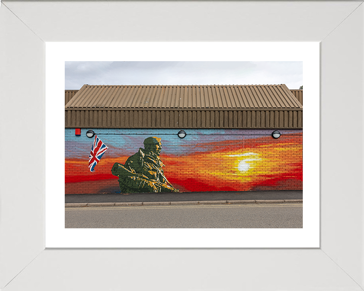Royal Marines Commando Falklands Yomper Mural Photo Print - CTCRM Lympstone Hampshire Prints 10 x 8 White Frame Yes