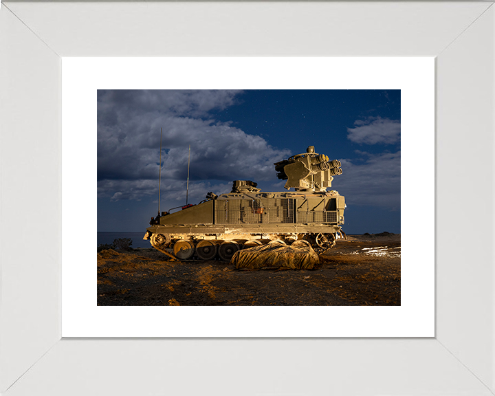 British Army Stormer combat vehicle Floodlit Photo Print Wall Art Military Poster Decor Posters, Prints, & Visual Artwork Hampshire Prints 10 x 8 White Frame Yes