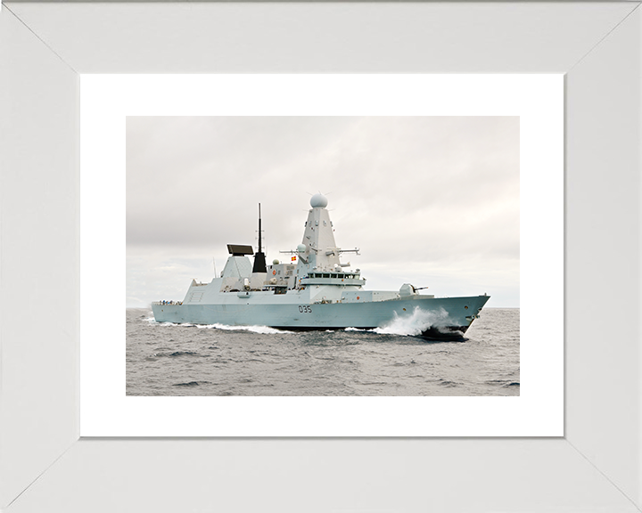 HMS Dragon (D35) Royal Navy Type 45 Destroyer Underway Starboard View Photo Print Wall Art Decor Posters, Prints, & Visual Artwork Hampshire Prints 10 x 8 White Frame Yes