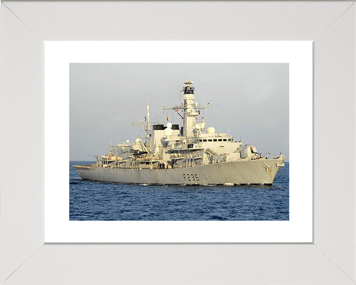 HMS Monmouth (F235) Photo Print - Starboard View - Royal Navy Type 23 Frigate Hampshire Prints 10 x 8 White Frame Yes