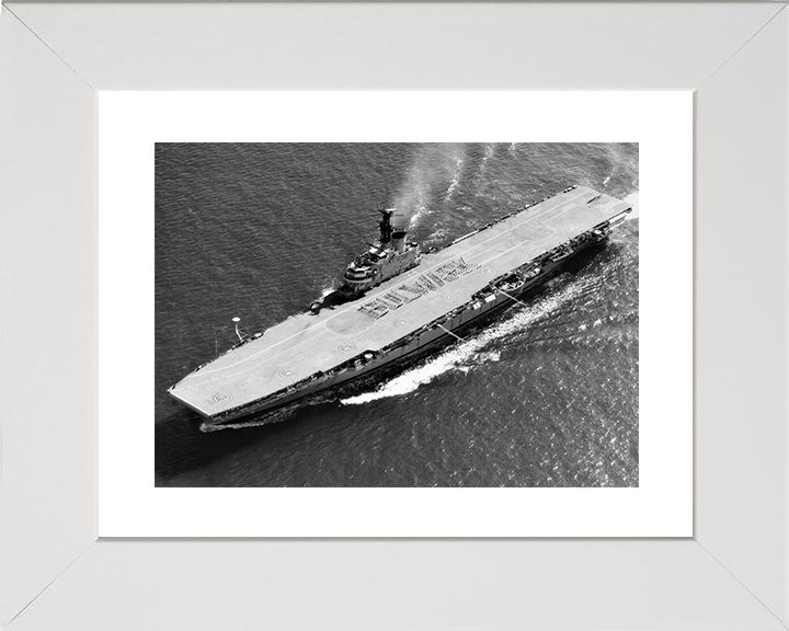 HMS Bulwark (R08) Royal Navy Centaur Class Fleet Carrier From the Air Photo Print Wall Art Decor Posters, Prints, & Visual Artwork Hampshire Prints 10 x 8 White Frame Yes