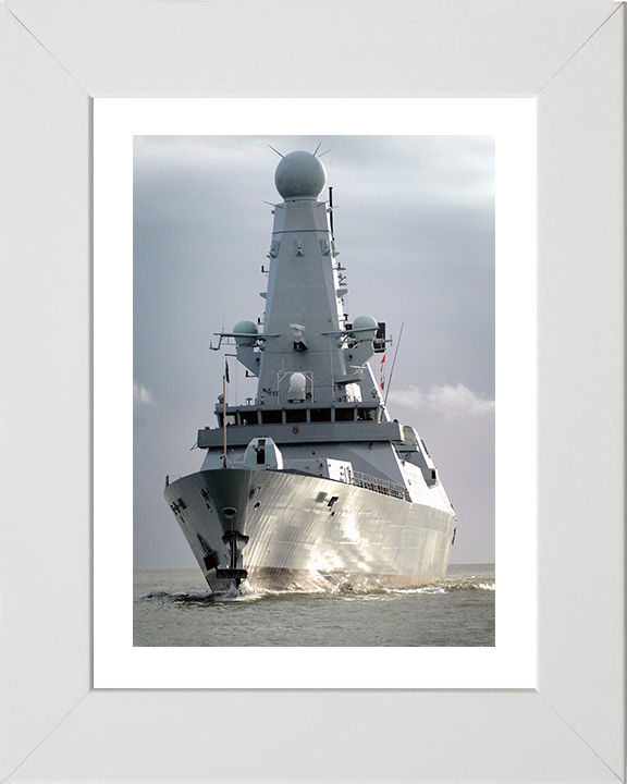 HMS Dauntless (D33) Photo Print - Off Portsmouth 2009 - Royal Navy Type 45 Destroyer Hampshire Prints 10 x 8 White Frame Yes