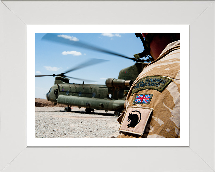 Royal Marines Commando and Chinook Photo Print - 40 Commando Hampshire Prints 10 x 8 White Frame Yes