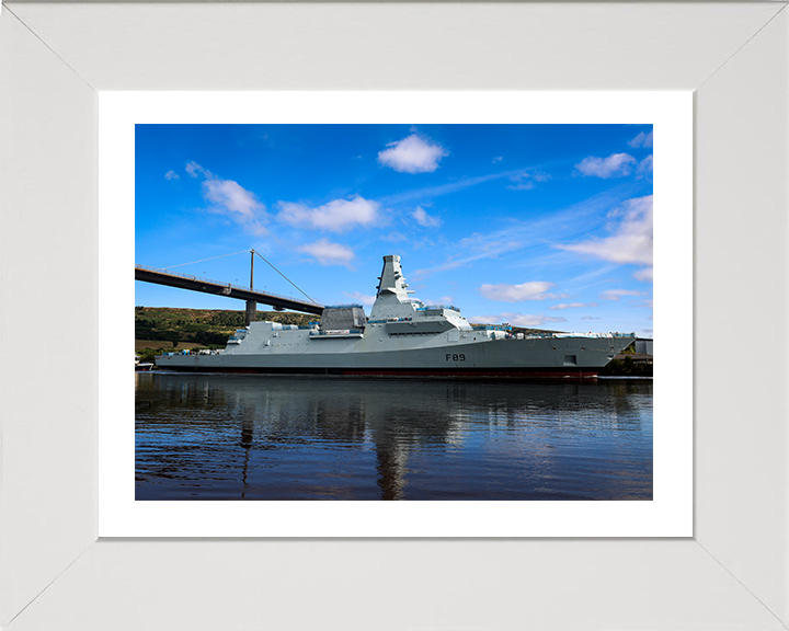HMS Cardiff (F89) Photo Print - Under Tow Starboard View - Royal Navy Type 26 Frigate Hampshire Prints 10 x 8 White Frame Yes