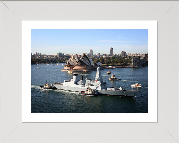 HMS Daring (D32) Photo Print - Sydney Opera House 2013 - Royal Navy Type 45 Destroyer Posters, Prints, & Visual Artwork Hampshire Prints 10 x 8 White Frame Yes