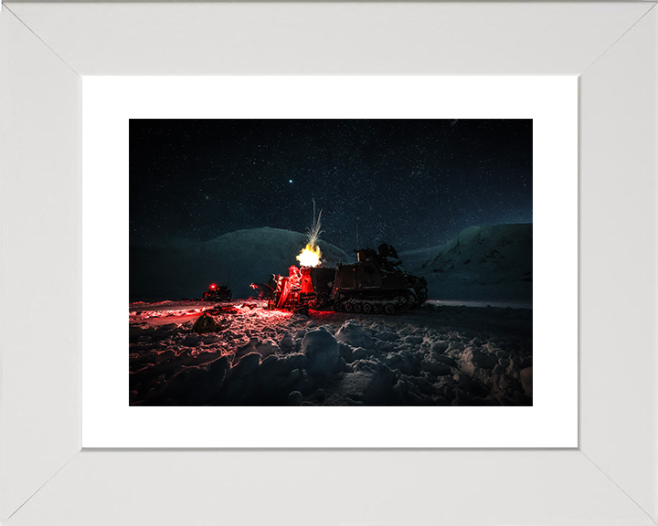 Royal Marine Commando Mortar Team Fire under Stars Photo Print 45 Commando Marines Wall Art Military Decor Posters, Prints, & Visual Artwork Hampshire Prints 10 x 8 White Frame Yes