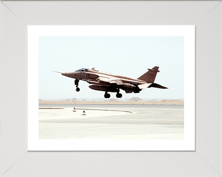 RAF Jaguar GR1 Jet Taking Off Photo Print - Royal Air Force Aircraft Hampshire Prints 10 x 8 White Frame Yes