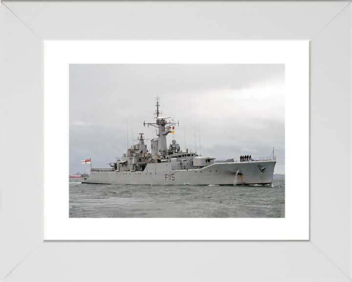 HMS Berwick (F115) Royal Navy Rothesay Class Frigate Entering Harbour Photo Print Wall Art Decor Posters, Prints, & Visual Artwork Hampshire Prints 10 x 8 White Frame Yes