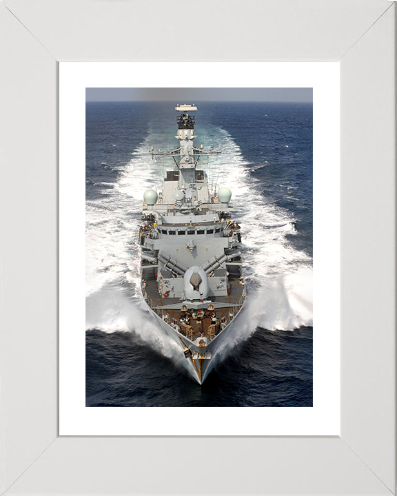 HMS Portland (F79) Photo Print - Bow View 2008 - Royal Navy Type 23 Frigate Hampshire Prints 10 x 8 White Frame Yes