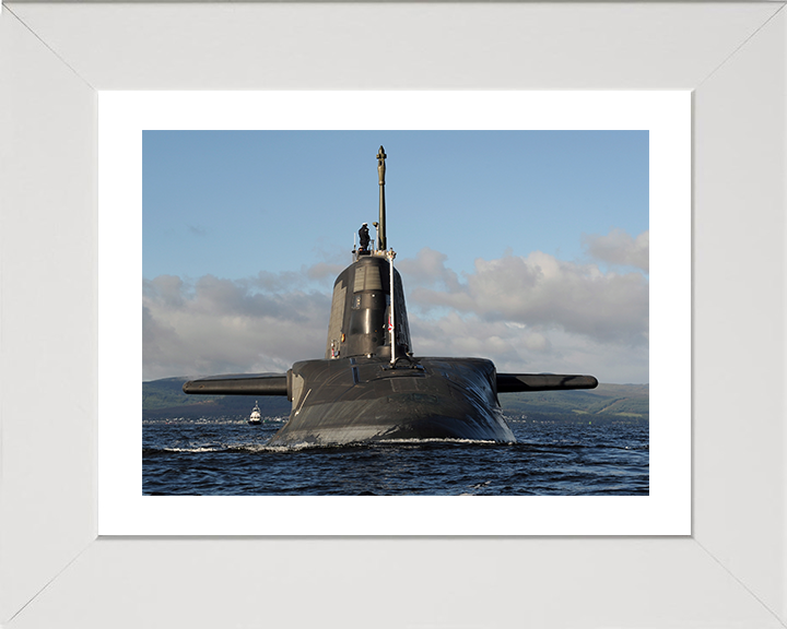 HMS Ambush (S120) Photo Print - Bow View 2012 - Royal Navy Astute Class Submarine Hampshire Prints 10 x 8 White Frame Yes
