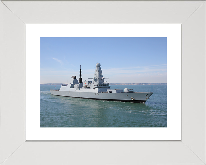 HMS Defender (D36) Royal Navy Type 45 Destroyer Entering Portsmouth Photo Print Wall Art Decor Posters, Prints, & Visual Artwork Hampshire Prints 10 x 8 White Frame Yes