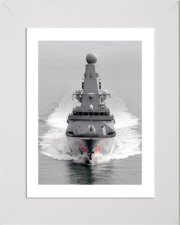 HMS Dragon (D35) Photo Print - Bow View 2011 - Royal Navy Type 45 Destroyer Hampshire Prints 10 x 8 White Frame Yes