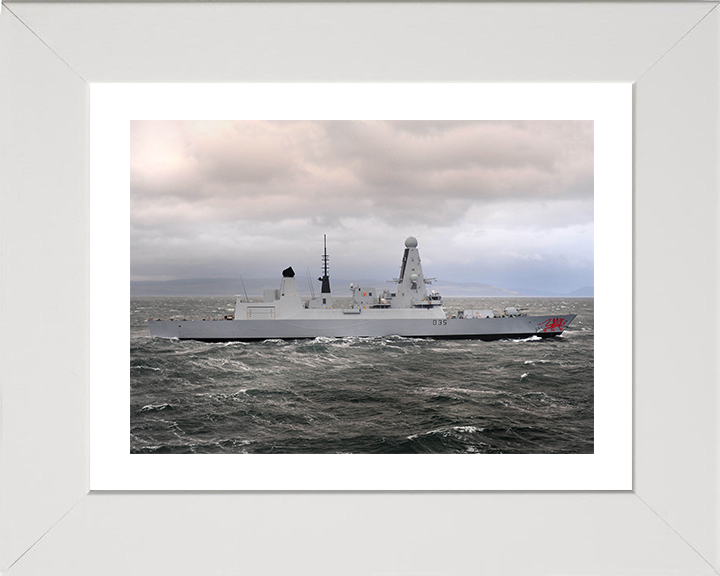 HMS Dragon (D35) Photo Print - During Sea Trials - Royal Navy Type 45 Destroyer Hampshire Prints 10 x 8 White Frame Yes