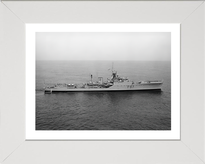 HMS Russell (F97) Photo Print - Starboard Beam View - Royal Navy Blackwood Class Frigate Hampshire Prints 10 x 8 White Frame Yes