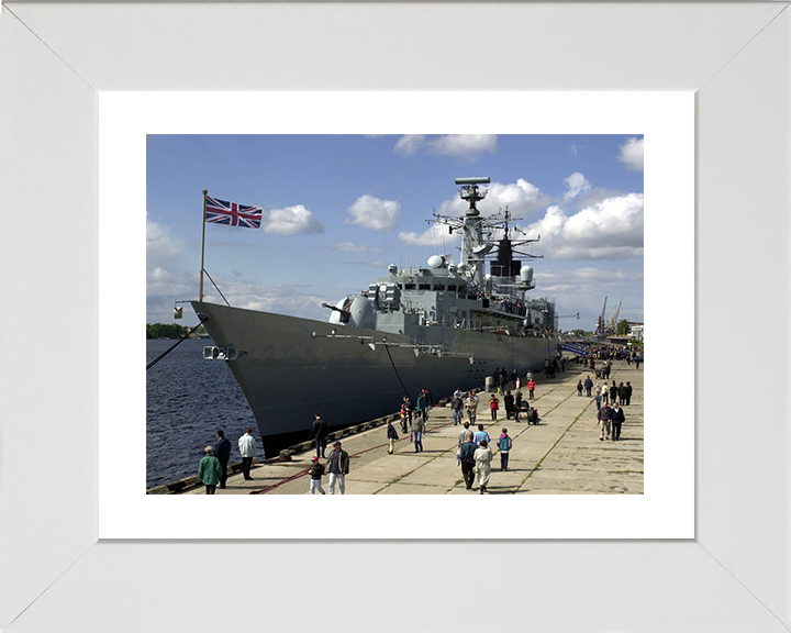 HMS Campbeltown (F86) Photo Print - Riga Latvia 2001 - Royal Navy Type 22 Frigate Posters, Prints, & Visual Artwork Hampshire Prints 10 x 8 White Frame Yes