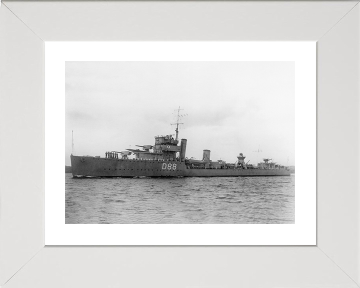 HMS Wren (D88) - At Sea - Royal Navy Admiralty Modified W Class Destroyer Photo Print Wall Art Naval Decor UK Posters, Prints, & Visual Artwork Hampshire Prints 10 x 8 White Frame Yes