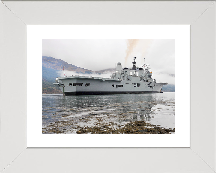 HMS Ark Royal (R07) Royal Navy Invincible Class Aircraft Carrier On The Clyde Photo Print Wall Art Decor Posters, Prints, & Visual Artwork Hampshire Prints 10 x 8 White Frame Yes