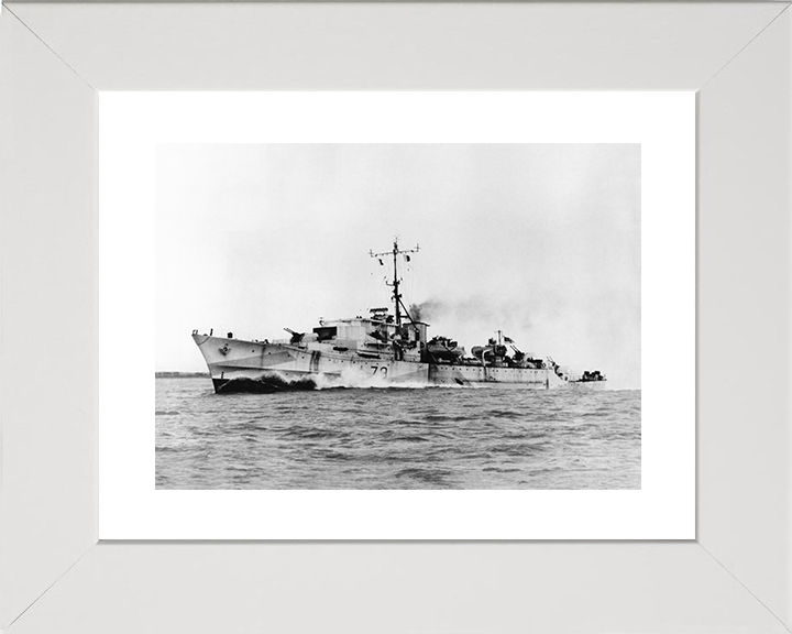 HMS Brissenden (L79) Royal Navy Hunt Class Destroyer Port Side View Photo Print Wall Art Decor Posters, Prints, & Visual Artwork Hampshire Prints 10 x 8 White Frame Yes