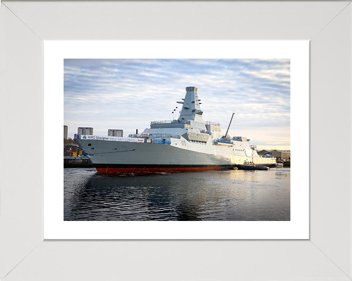 HMS Glasgow (F88) Photo Print - Scotstoun Shipyard 2022 - Royal Navy Type 26 Frigate Posters, Prints, & Visual Artwork Hampshire Prints 10 x 8 White Frame Yes