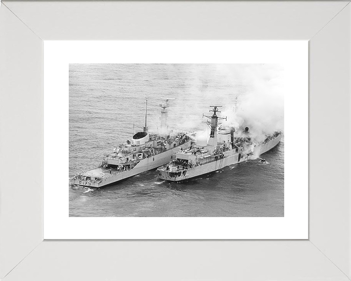 HMS Arrow (F173) alongside HMS Sheffield (D80) Royal Navy Falklands Warship Photo Print Wall Art Decor Posters, Prints, & Visual Artwork Hampshire Prints 10 x 8 White Frame Yes