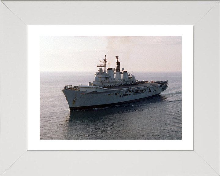 HMS Illustrious (R06) Photo Print - At Sea 1998 - Royal Navy Invincible Class Aircraft Carrier Hampshire Prints 10 x 8 White Frame Yes