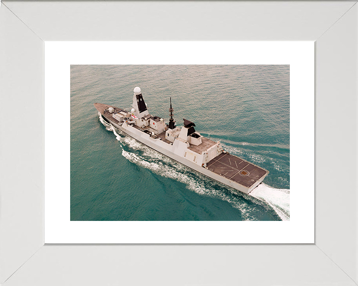 HMS Duncan (D37) Royal Navy Type 45 Destroyer High Port Quarter View Photo Print Wall Art Decor Posters, Prints, & Visual Artwork Hampshire Prints 10 x 8 White Frame Yes