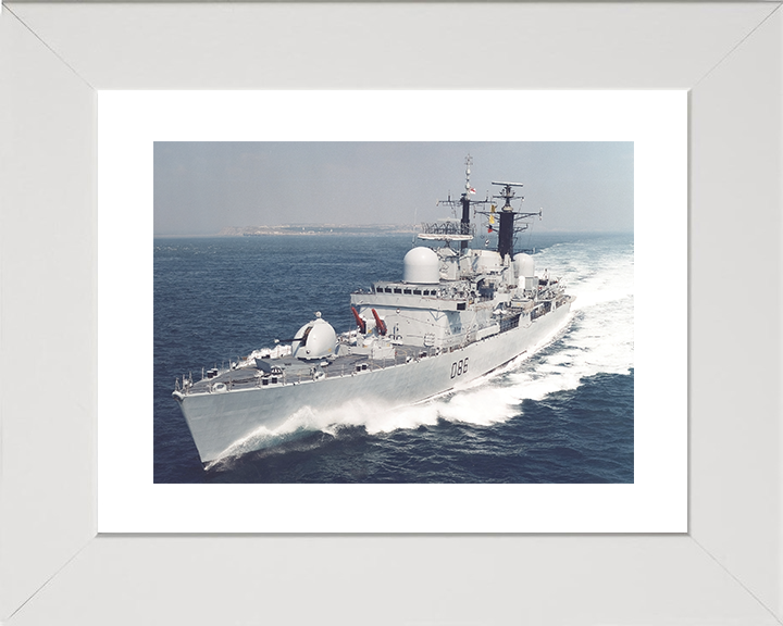 HMS Birmingham (D86) Royal Navy Type 42 Destroyer Port Bow View Photo Print Wall Art Decor Posters, Prints, & Visual Artwork Hampshire Prints 10 x 8 White Frame Yes