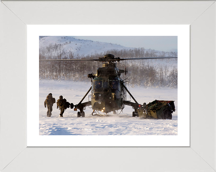 Sea King Mk4 Helicopter on the Ground in Norway 2012 Photo Print - Royal Navy Aircraft Posters, Prints, & Visual Artwork Hampshire Prints 10 x 8 White Frame Yes