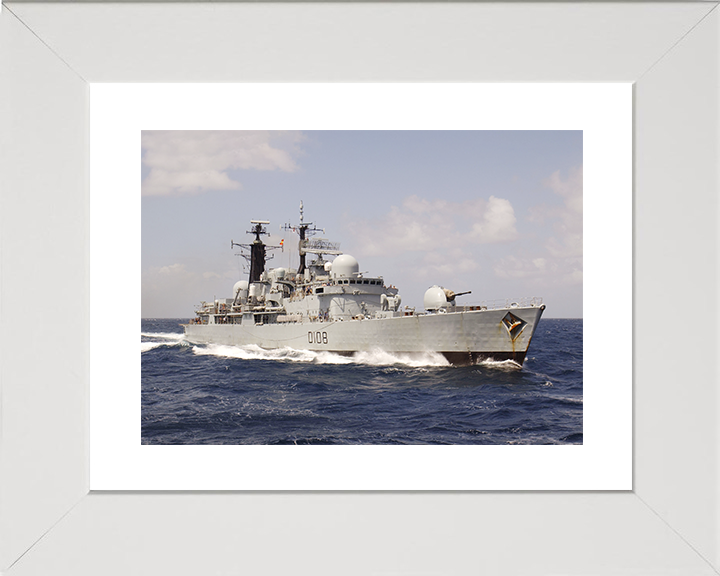 HMS Cardiff (D108) Royal Navy Type 42 Destroyer Underway Starboard View Photo Print Wall Art Decor Posters, Prints, & Visual Artwork Hampshire Prints 10 x 8 White Frame Yes