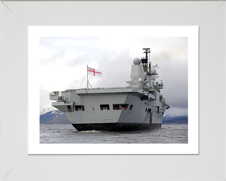 HMS Ark Royal (R07) Photo Print - Stern View 2009 - Royal Navy Invincible Class Aircraft Carrier Hampshire Prints 10 x 8 White Frame Yes