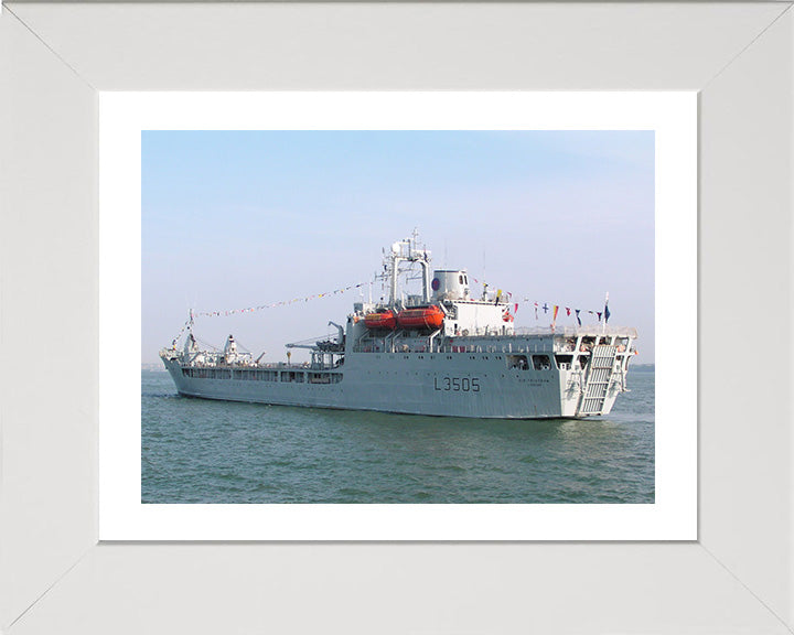 RFA Sir Tristram (L3505) Photo Print - Port Quarter View - Royal Fleet Auxiliary Round Table Class Ship Hampshire Prints 10 x 8 White Frame Yes