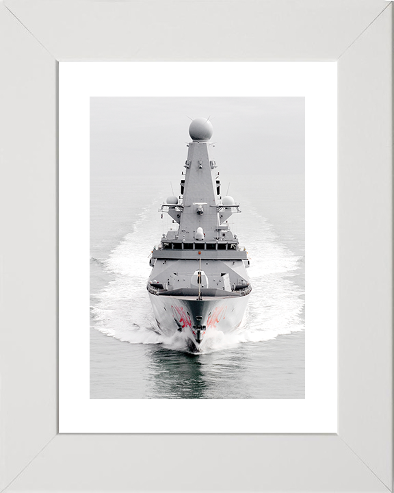 HMS Dragon (D35) Royal Navy Type 45 Destroyer Bow View 2011 Photo Print Wall Art Decor Posters, Prints, & Visual Artwork Hampshire Prints 10 x 8 White Frame Yes