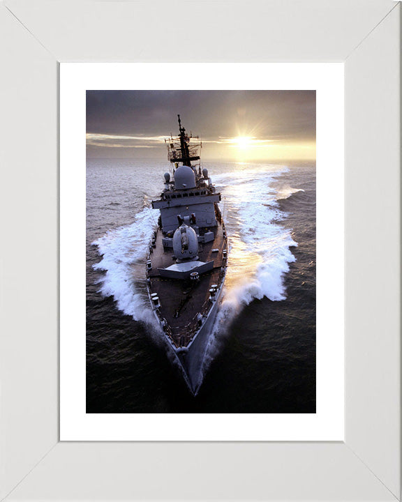 HMS Southampton (D90) Photo Print - High Bow View at Sunset - Royal Navy Type 42 Destroyer Hampshire Prints 10 x 8 White Frame Yes