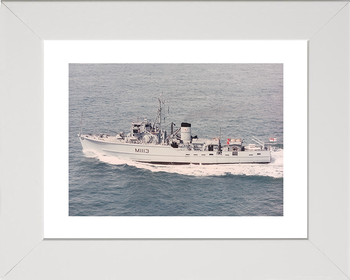HMS Brereton (M1113) Royal Navy Ton Class Minesweeper Port Beam View Photo Print Wall Art Decor Posters, Prints, & Visual Artwork Hampshire Prints 10 x 8 White Frame Yes