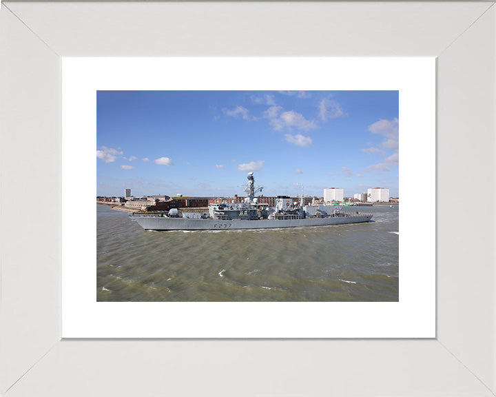 HMS Westminster (F237) Photo Print - Leaving Portsmouth - Royal Navy Type 23 Frigate Hampshire Prints 10 x 8 White Frame Yes