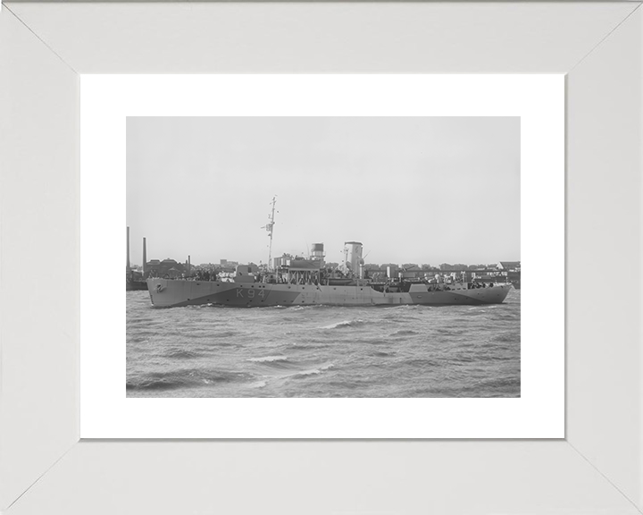 HMS Columbine (K94) Royal Navy Flower Class Corvette Port Side View Photo Print Wall Art Decor Posters, Prints, & Visual Artwork Hampshire Prints 10 x 8 White Frame Yes