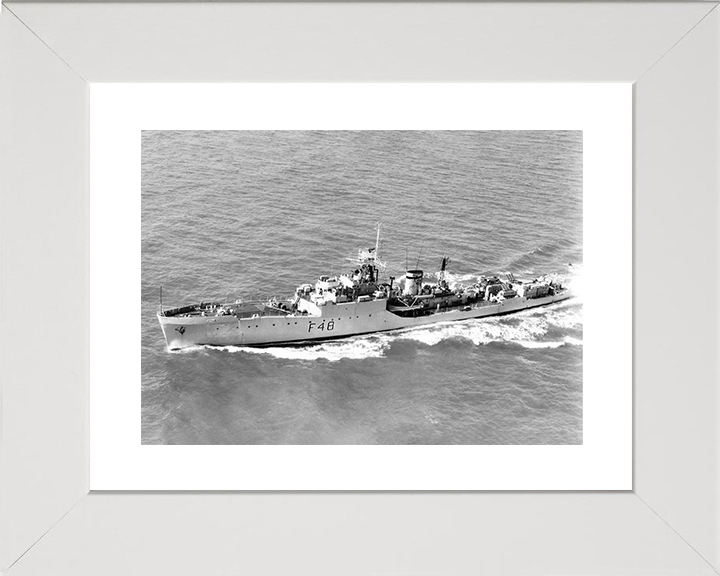 HMS Dundas (F48) Royal Navy Blackwood Class Frigate High Port Side View Photo Print Wall Art Decor Posters, Prints, & Visual Artwork Hampshire Prints 10 x 8 White Frame Yes