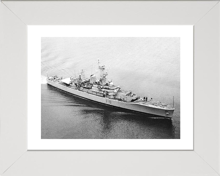 HMS Galatea (F18) Photo Print - Entering Harbour 1985 - Royal Navy Leander Class Frigate Hampshire Prints 10 x 8 White Frame Yes