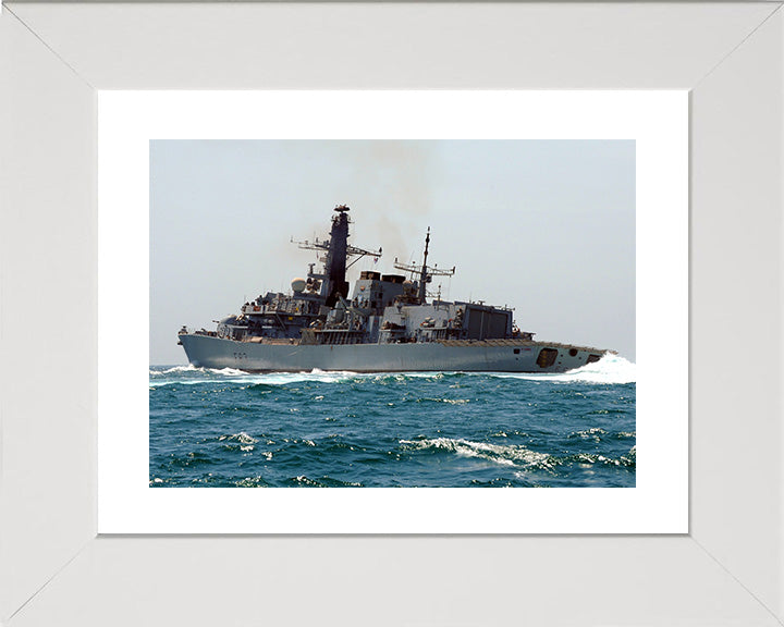 HMS St Albans (F83) Photo Print - Low Port View - Royal Navy Type 23 Frigate Hampshire Prints 10 x 8 White Frame Yes