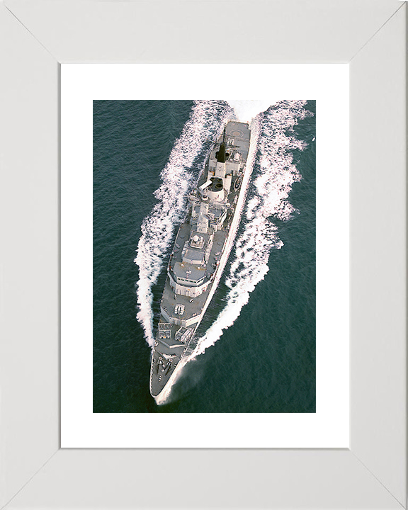 HMS Broadsword (F88) Royal Navy Type 22 Frigate From Above Photo Print Wall Art Decor Posters, Prints, & Visual Artwork Hampshire Prints 10 x 8 White Frame Yes